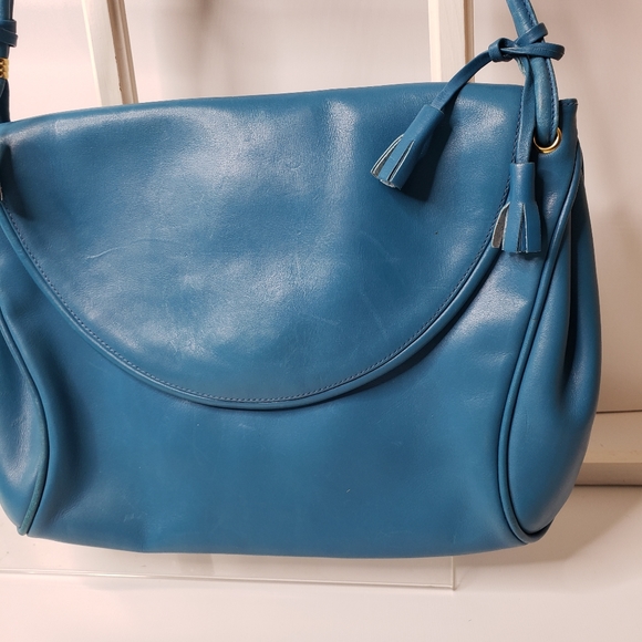 Vintage Italy Tassels Leather Boho Medium Small Festival 80's 90's Shoulder Bag - Picture 10 of 12